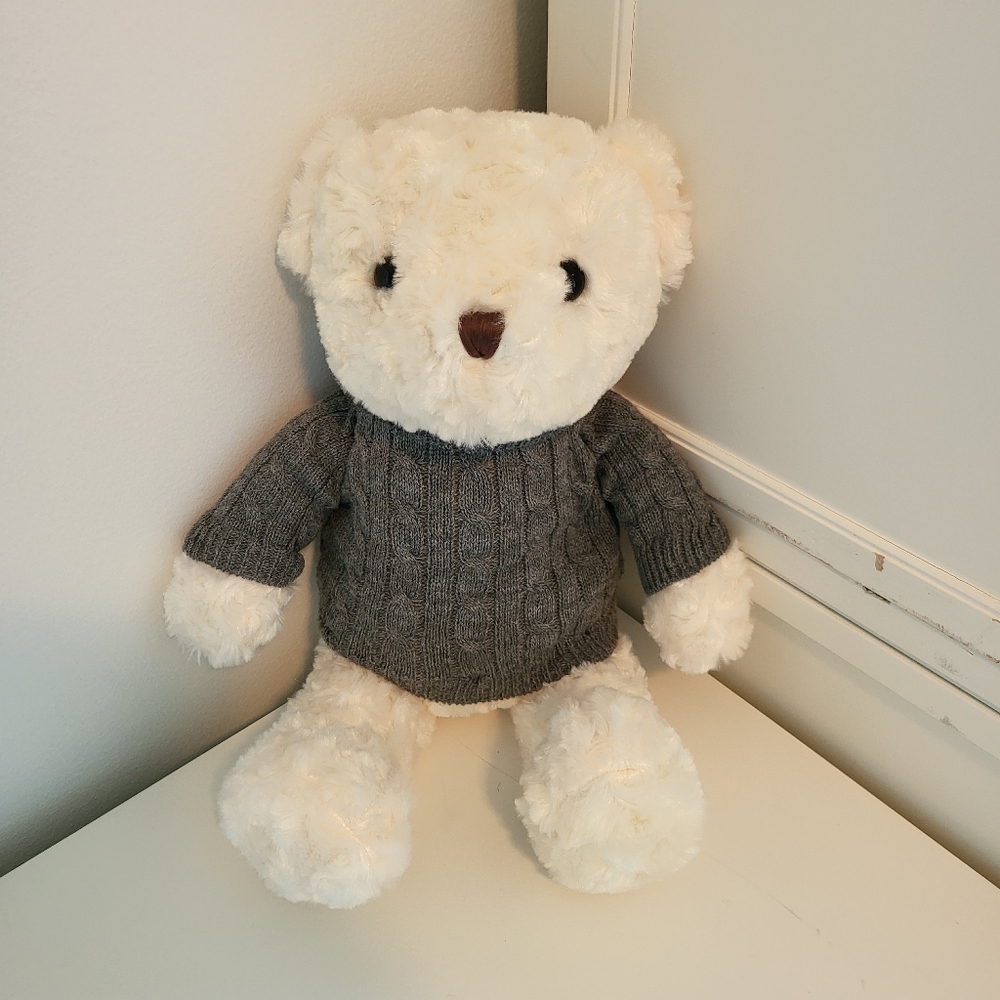 Adorable white bear dressed for winter, like new